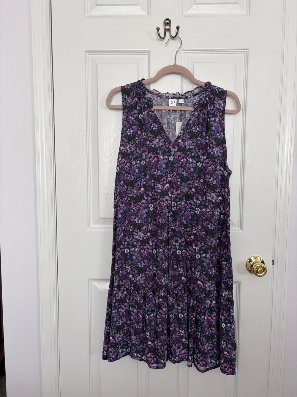 GAP Purple Floral Sleeveless V-Neck Mini Dress